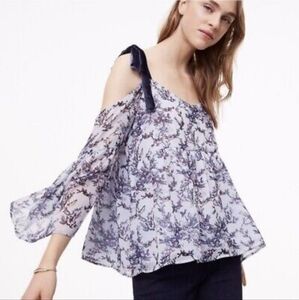 Floral Off-Shoulder Tie-Strap Blouse in Lavender